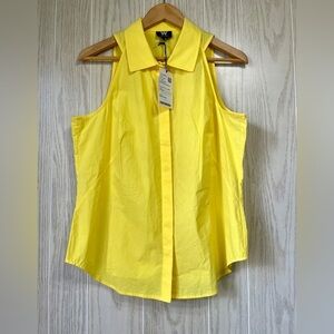 W by Worth Sunflower Poplin Cutaway Blouse in Size 12, NWT